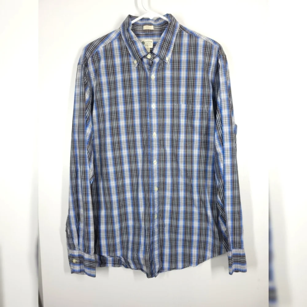 J. Crew Plaid Button Down Shirt Blue Gray